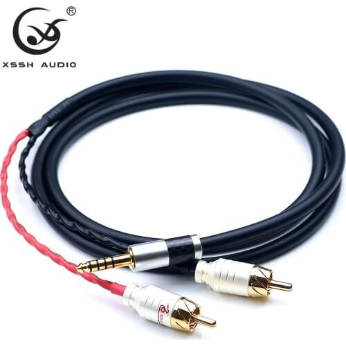 XSSH audio YIVO HIFI OFC pure copper Headphone Earphone Extension Cable Wire Cord 4.4mm to 2 RCA male Cables