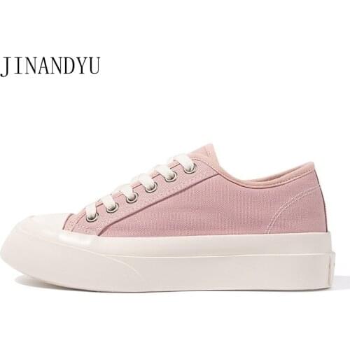 Canvas Woman Chunky Shoes White Black Pink Ladies Shoes Platform Women Sneakers Casual Shoes Comfortable Zapatillas Sneakers