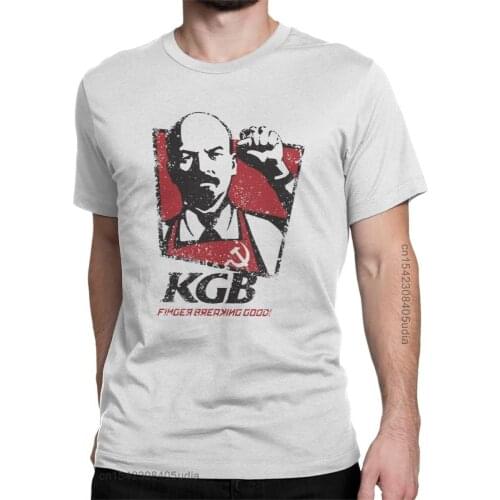 KGB Vladimir Lenin Men T Shirts USSR Russia Communism Marxism Socialism Vintage Tee O-Neck T-Shirt Cotton Gift Clothes