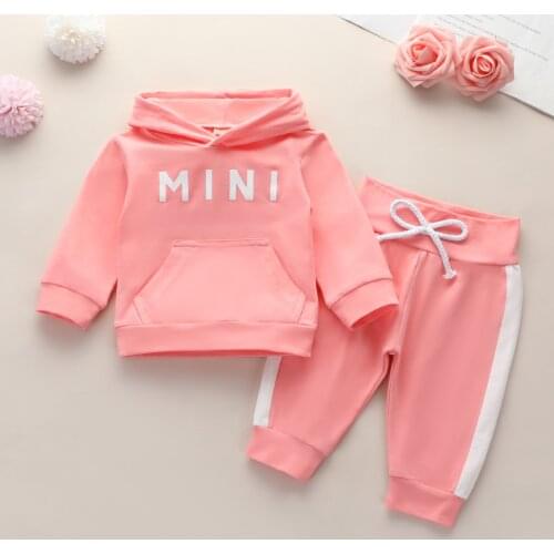Fashion Baby Girls Clothing Sets Spring Autumn Infant Cotton Sports Suits Hooded Jackets+Pants 2PCS Newborn Girl Bebes Tracksuit