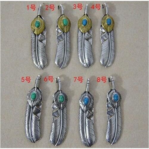 Takahashi Kagura Goros Japan Thai Silver Point Gold Handmade Feather Pendant Male Pendant Retro Girl Accessories Summer