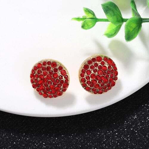 Fashion simple inlaid zircon geometric round earrings temperament kpop wild women earrings trend exquisite charm