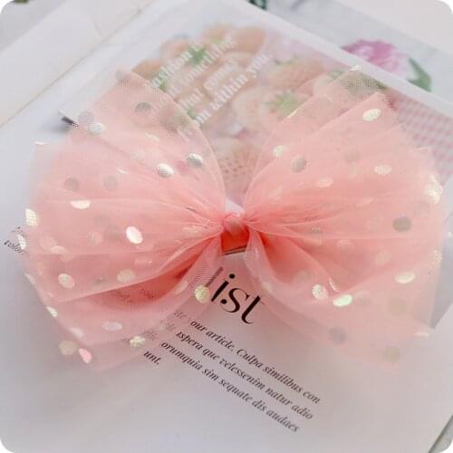 Soft Dot Tull Mesh Hair Bows for Girls Hair Clips Kids Hairpin Hairgrip Cute Princess BarrettesHair Accessories Korean Headwear