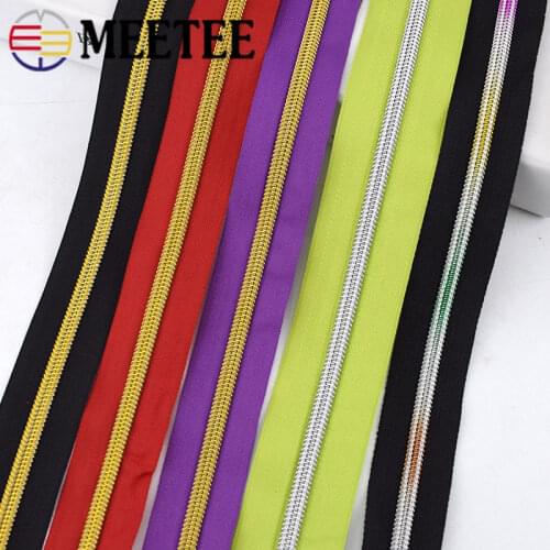 Meetee 2/5/10meters 5# Colored Nylon Zipper Coil Code Decoration Zip for Luggage Garment Purse Bags DIY Home Sewing Accessories