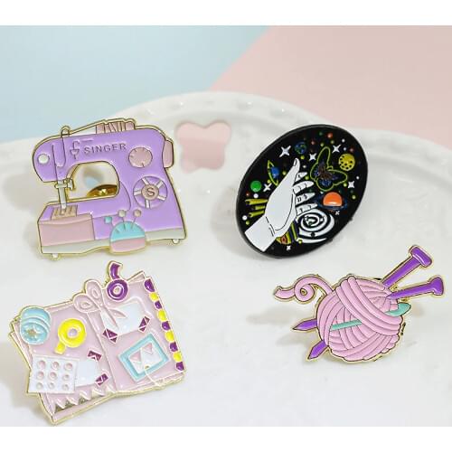 New fashion Enamel Pin yarn knitting wool ball Hand made album folder Custom Badge Lapel Brooch pins