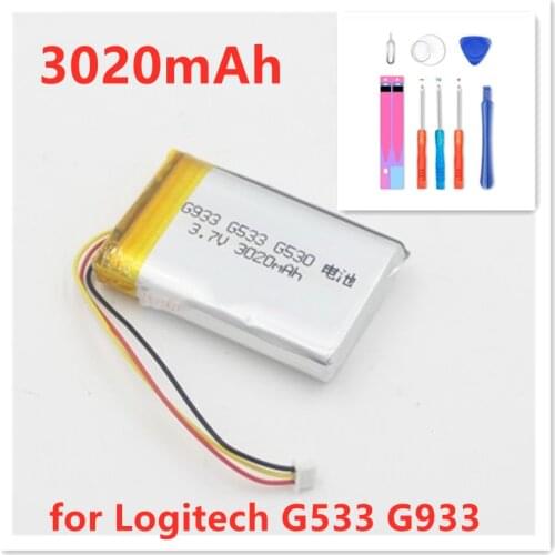 NEW 0 Cycle 3020mAh 533-000132 Battery for Logitech G533 G933 High Quality Mobile Phone Replacement Accumulator