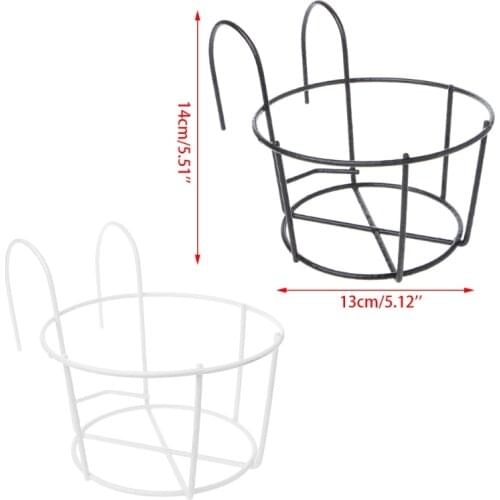 Hanging Plant Iron Racks Balcony Round Flower Pot Rack Railing Fence Outdoor