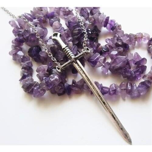 Silver Plated Sword Necklace Large Pendant Warrior Long Dagger Jewellery Tarot Occult Dark Classical Gift Men New Gothic 2021NEW