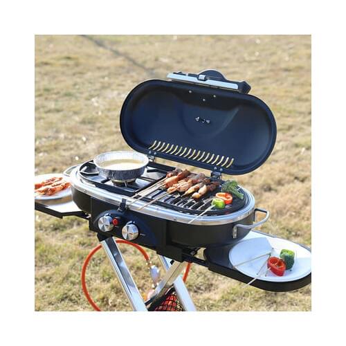 Portable Folding Gas Grill Non-stick Surface Folding Grill Outdoor Camping Picnic Tool Car BBQ Grill Family Party Barbecue Car
