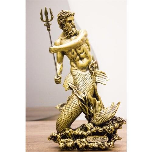 Special Design Poseidon Trinket Gold Mythological Sculpture Home Decor, poseidon statue, greek mythology, Gold color, free shipping