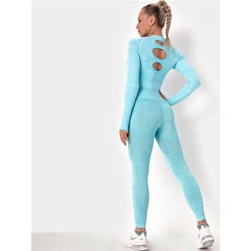 2021 Sport Set Seamless Camouflage Gym Camo Fitness Clothing Sports Wear Women Booty 2PCS Leggings + Bra Gym Workout Sport Suits