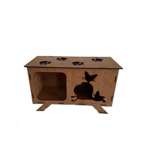Susu Design Wood Cat House 46 X29X20 CM EBATLI DECORATIVE CATS HOUSE 4 MM MDF KULLANILMIŞTIR