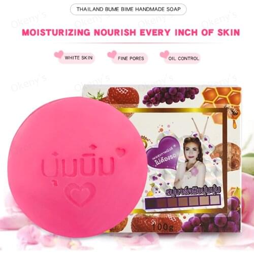 Thailand Bumebime Handmade Soap Fruits Extract Whitening Soap Reduce Bacteria Causing Acne Black Spots Bath&Body Works Cleansing