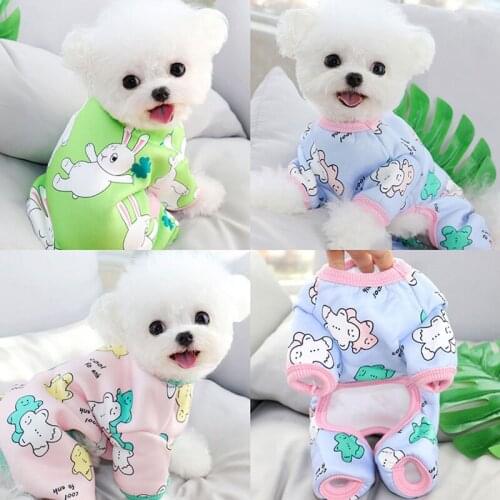 Warm Pet Four-legged Clothes Puppy Soft Clothes Bichon Cartoon Rabbit Cotton Coat Pet Dog Pullover Fashion Pet Supplies