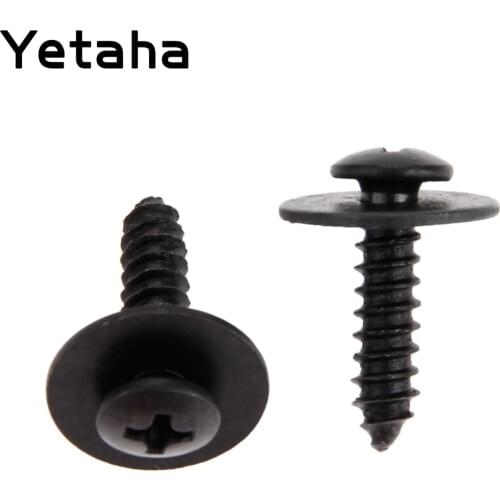 Yetaha 20Pcs Universal Car Fender Screw Retainer Clips 6mm Hole Metal Rivet Fastener Self-Tapping Phillips Screws