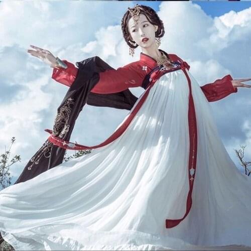 Hanfu Women Dress Chinese Style Cosplay Fairy Red and White Hanfu Traditional Female Clothes Ancient Classical Dance Costumes
