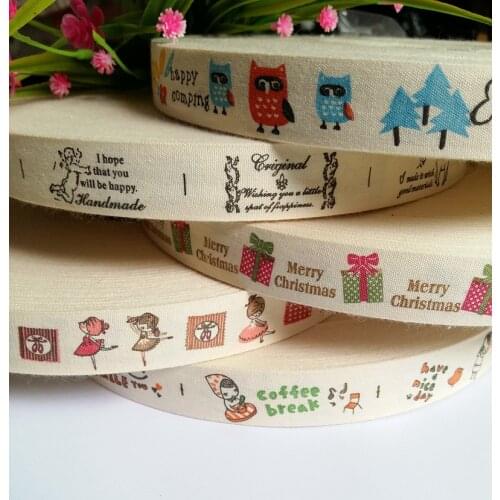 10 yards/lot 3/4"(20mm) 100% Cartoon Pattern Printed Cotton Ribbon satin ribbon gift package,Garment accessories Sewing Supplies