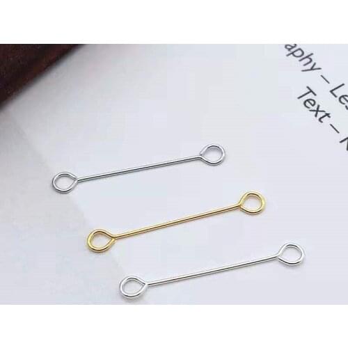1000pcs 15 20 25 30mm Double Eye Pin Earring Ear Connecting Rod Jewelry Diy Earring Tassel Jewelry Making Accessories Wholesales
