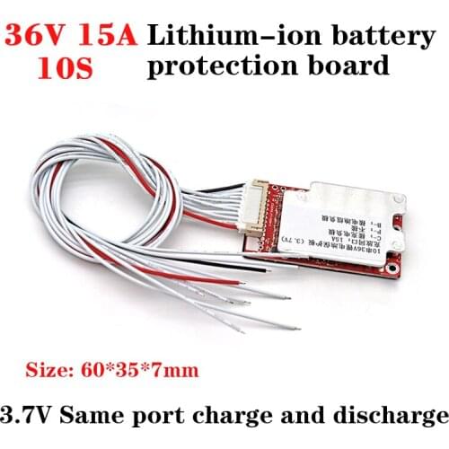 10S 36V 15A Lithium Protection Board 18650 Li-ion ebike Battery Same port PCM BMS PCB Board With Balance for Electric Bicycle
