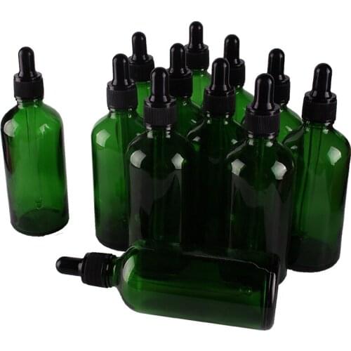 12pcs 100ml Green Glass Dropper Bottles with Pipette for essential oils aromatherapy lab chemicals