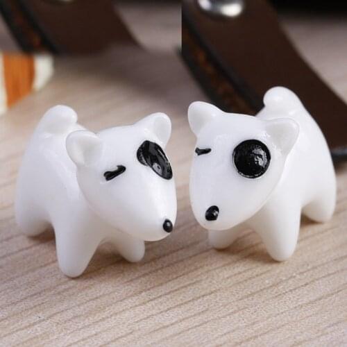 2PCS Dog Figures Decorative for Mini Fairy Garden Animals Statue Moss Micro Landscape Ornaments Resin DIY Dog Miniature Garden