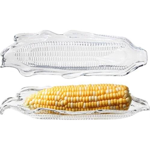 2pcs Plastic Corn Trays Transparent Corn Cob Holders Barbecue Dish Tool Corn Fork Cutlery Dessert Fruit tray BBQ kitchen tools