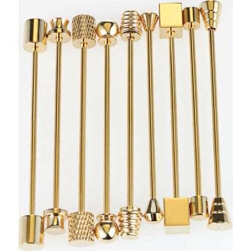 20pcs/lot Copper Angle Collar Pin Cube End Barbell Lapel Sticker Angle Collar Clip Bars Mens Jewelry Accessory Wholesale