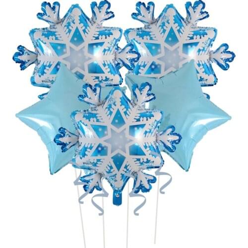 5pcs Snowflake Foil Balloon princess cartoon globos Birthday Party Merry Christmas Decor Happy New Year Party Supplies kids toys