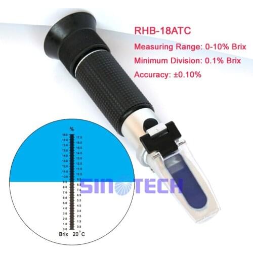 6pcs/lot hand held cutting liquid Refractometers Brix(0 - 18%Brix) RHB-18ATC