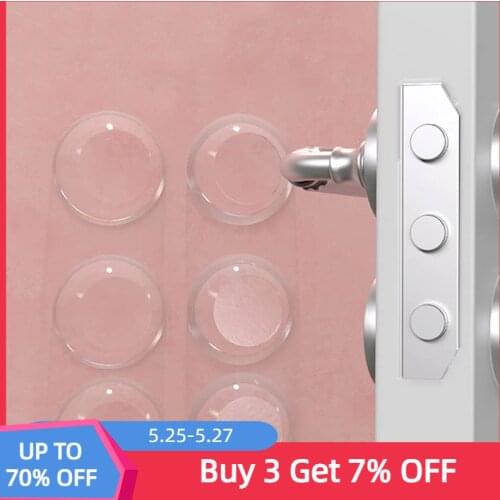 6 Pcs Door Wall Protector Pads Washable Self Adhesive Transparent Door Stopper Reusable Soft PU Round Shock Absorbent Gel