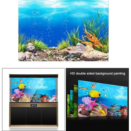 Fish Tank Poster Aquarium Background Sticker Painting 3D Ocean Landscape Fish Tank Backdrop Self-adhesive Aquarium Decorations