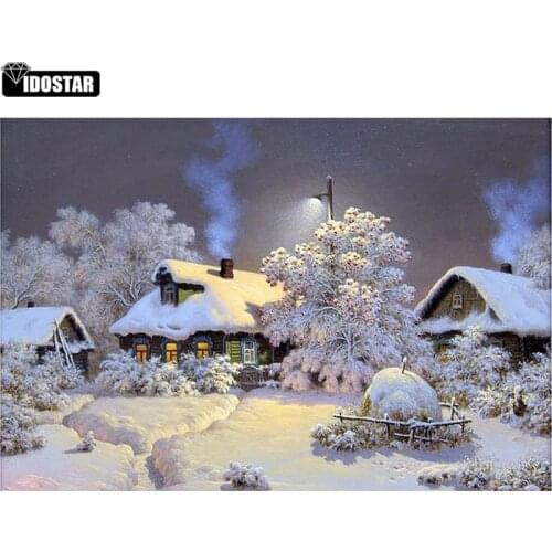 Diamond Embroidery Landscape Snow Night Pattern With Rhinestones Needlework Diamond Mosaic Nature Sale Kits For cross-stitching