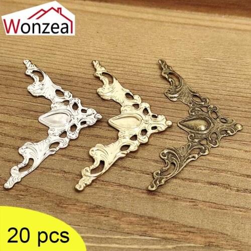 Antique Brass Silvery Golden Jewelry Box Chest Gift Wine Wooden Case Book Scrapbook Photo Album Corner Decor Hardware 57*41mm