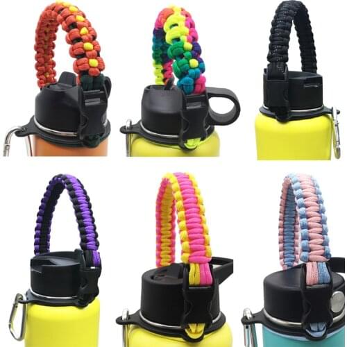 Water Bottle Shoulder Strap Paracord Handle with Shoulder Strap for Hydro Flask and Other Wide Mouth Bottles for 12oz to 64oz