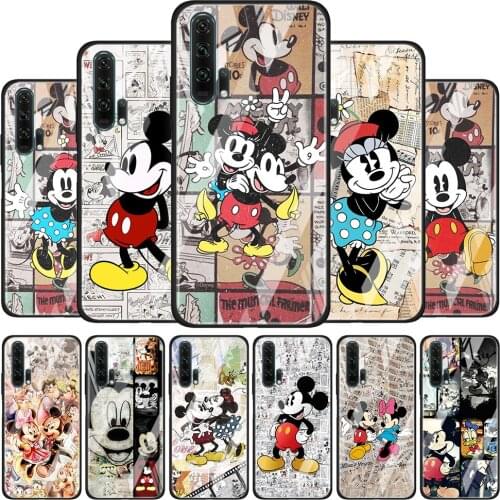 Disney Retro Mickey for Honor 30 20 10 9X Pro Plus Lite 8X Huawei Y8P Y6P Y5P Y9 Y7 Y6 2019 Tempered Glass Phone Case