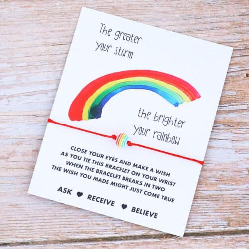 The Greater Your Storm The Brighter Your Rainbow Wish Bracelet Rainbow Beads Charm Bracelets for Women Men Friendship Jewelry