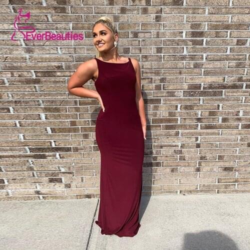 Wine Red Evening Dress 2020 Sleeveless Backless Dress Party Vestido De Noche Satin Vestido Longo Sexy Vestidos De Fiesta