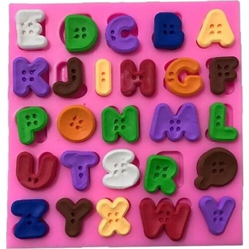 Letter Mold Button Decoration Mat Cake Mold Bakeware Baking Alphabet Fondant Silicone Mold Decoration Tools