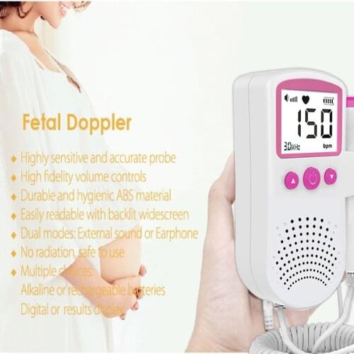 Upgraded 2.5MHz Doppler Fetal Heart rate Monitor Home Pregnancy Baby Fetal Sound Heart Rate Detector LCD Display No Radiation
