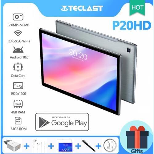Global Teclast P20HD 10.1 Inch Tablet Octa Core Android 10.0 4GB RAM 64GB ROM 4G LTE 1920×1200 6000mAh Battery WiFi GPS