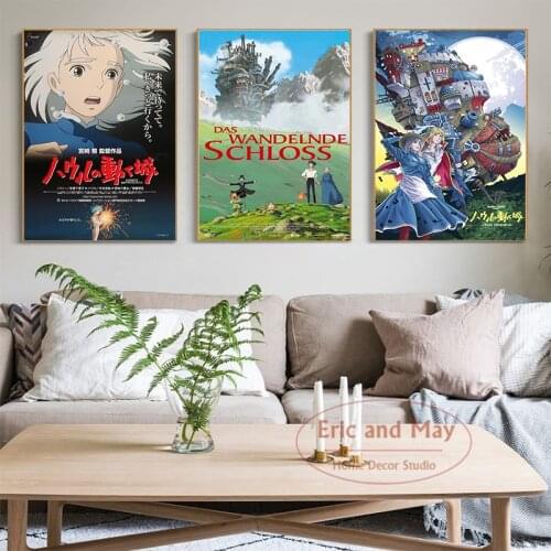 Howls Moving Castle Nordic Canvas Painting Wall Pictures For Living Room Anime Decoration Home Decor Cuadro Decorativo