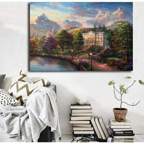 Thomas Kinkade Pirates Of The Caribbean Wall Art Canvas Poster And Print Canvas Painting Decorative Picture Bedroom Home Decor