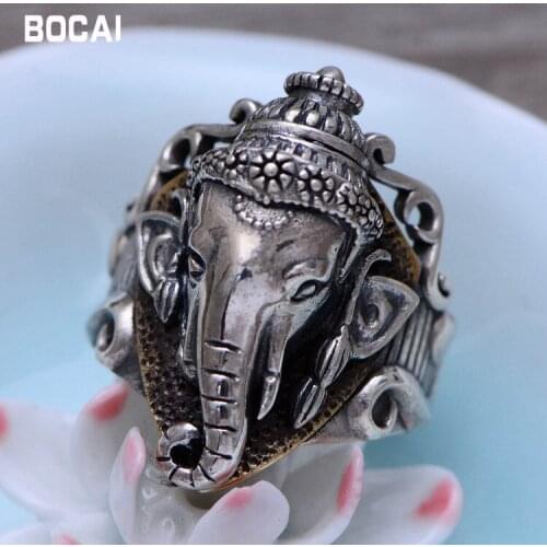 925 sterling silver jewelry retro Thai silver elephant fortune god male models ring 056250