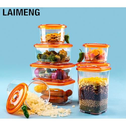 LAIMENG Vacuum Container Plastic Food Storage Container With Lid Damp Proof Large Capacity Kitchen Box for Vacuum Sealer S250
