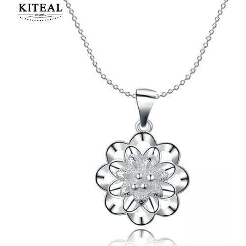 Fashion jewellery charms silver necklace women Flower Rose colares horloge