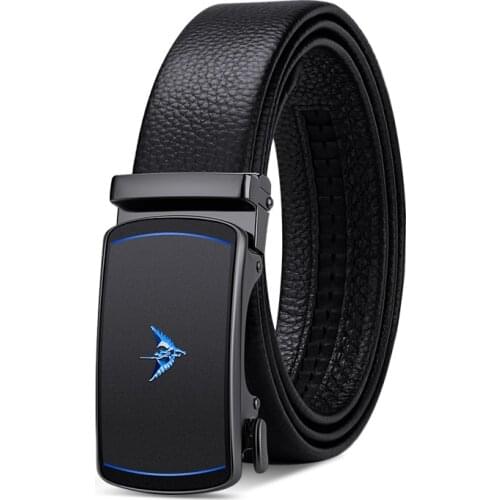 WILLIAMPOLO Fashion Genuine Leather Belt For Men Automatically Buckle Mens Belt Luxury Design Dress Belts PL20725-27P