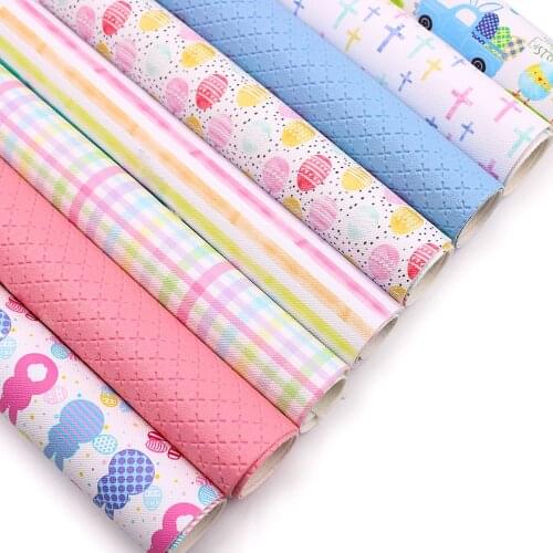 Easter Day Faux Leather Sheet Pink Blue Color Synthetic Leather Sheet Assorted 8Pcs 7.7" x 12.9" (20 cm x 33 cm)
