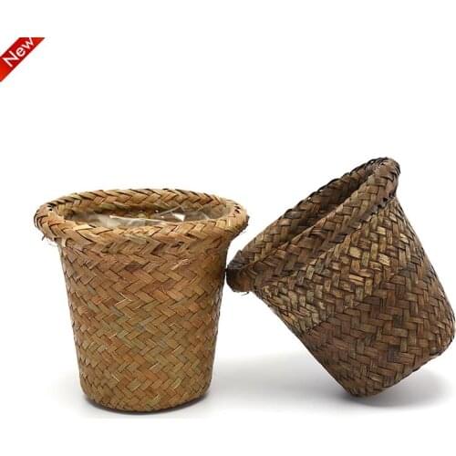 Natural Woven Storage Pot Household Garden Flower Vase Hanging Basket Storage Basket Home Decor Planter