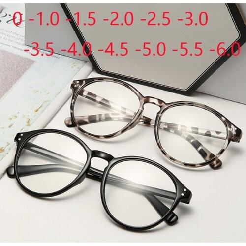 Diopter 0 to -6.0 Finished Myopia Glasses Women Floral Round Myopic Eyeglasses Nearsighted Optical Spectacle Frame Ladies