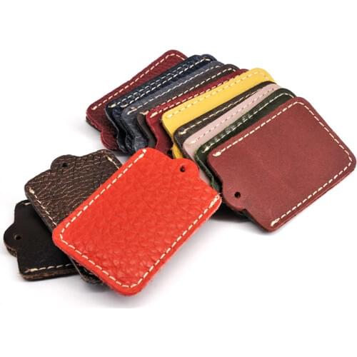 Wholesale Single Coin Purses Real Leather Coin Key Ring Small Card Pocket Cowhide Mini Key Pouch Slim Colorful Kids Bag Cheap